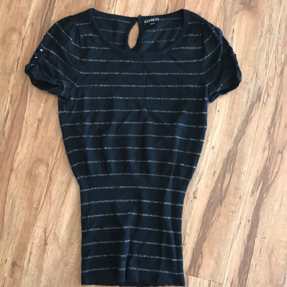 Express Black Short Sleeve Sweater